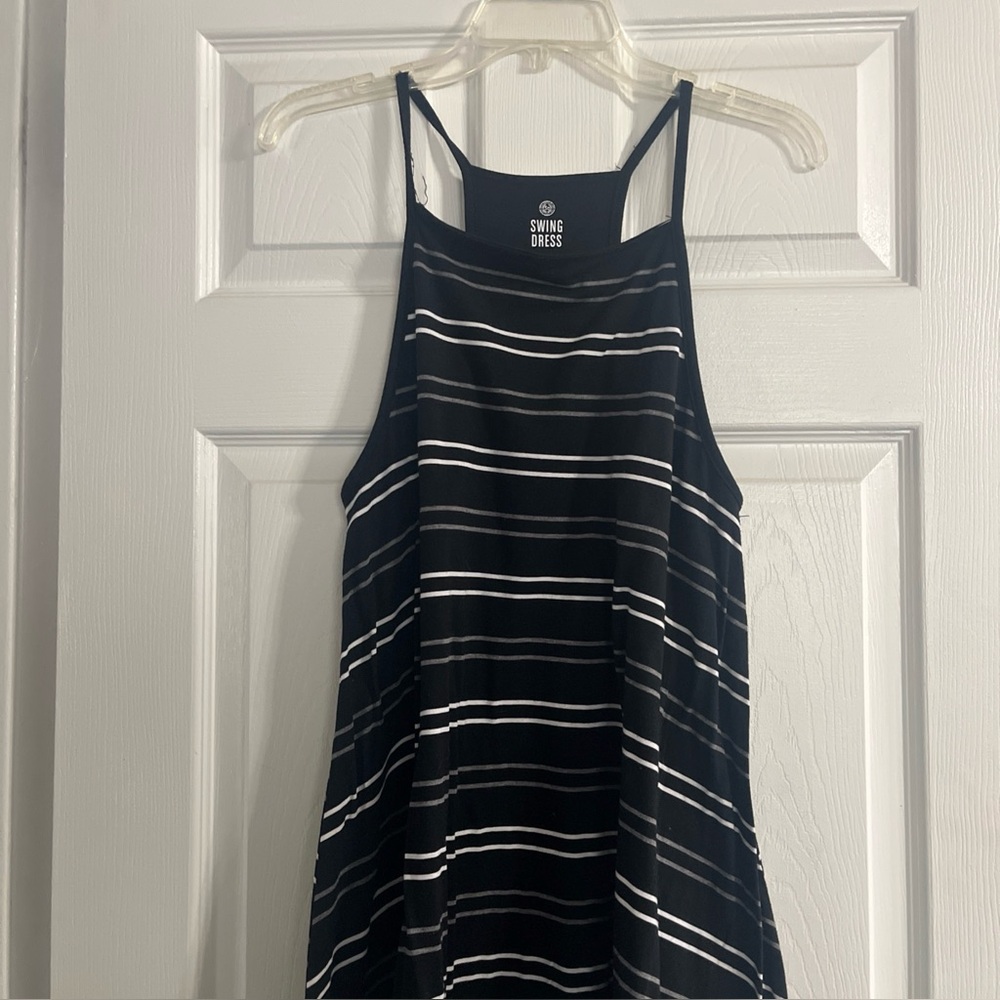 Black and White Striped Swing Dress